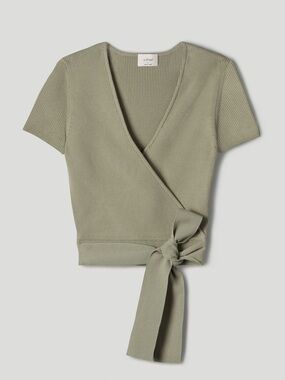 Aritzia Wilfred All Tied Up Cropped Wrap Top